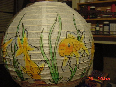 Lucky 8 goldfish lamp view 2