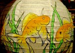 Lucky 8 goldfish lamp view 4